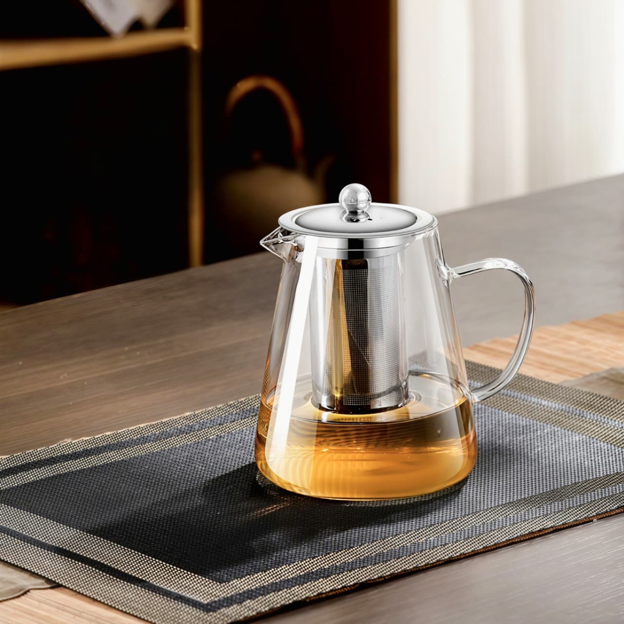 Kaiso Borosilicate Glass Teapot Set with Stainless Steel Infuser and 4 Glass Cups