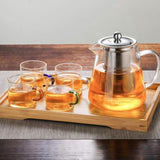 Kaiso Borosilicate Glass Teapot Set with Stainless Steel Infuser and 4 Glass Cups