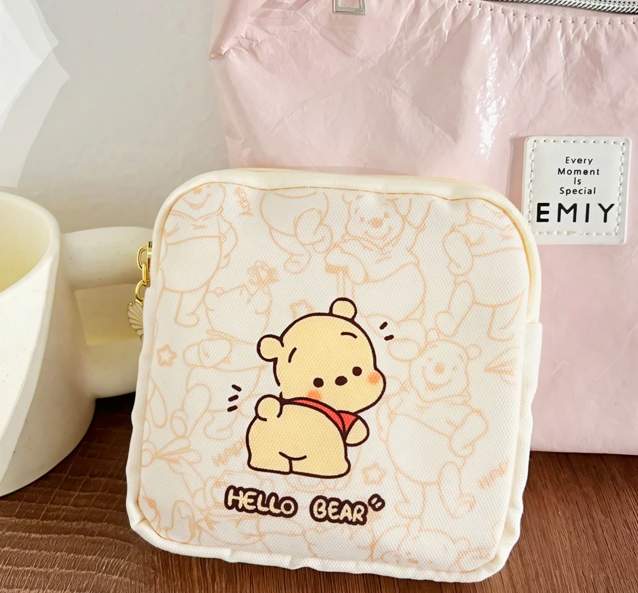 Kaiso Kawaii Cute Mini Trinket Case: Winnie the Pooh Cartoon Storage Pouch