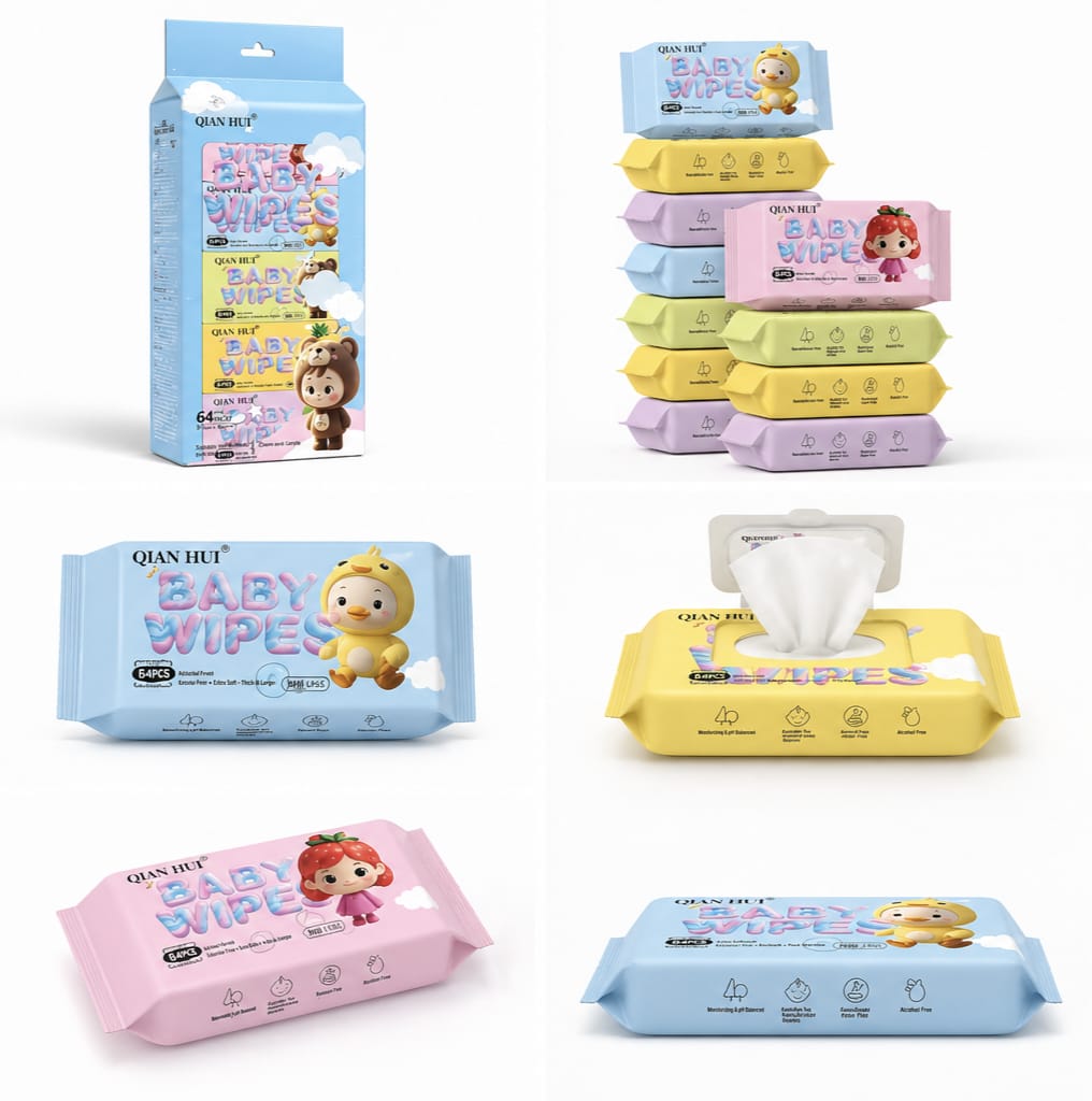 Kaiso Portable Travel-Size Wet Tissues for Babies – Soft & Hypoallergenic, 8-Pack