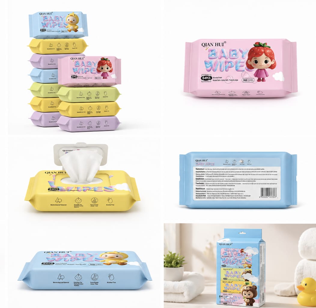 Kaiso Portable Travel-Size Wet Tissues for Babies – Soft & Hypoallergenic, 8-Pack