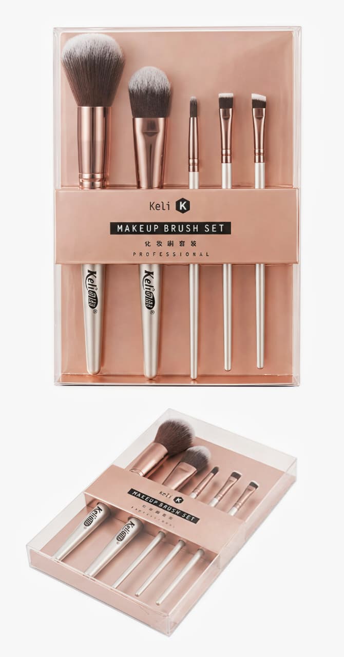 Kaiso Professional 5-Piece Makeup Brush Set (Rose Gold)