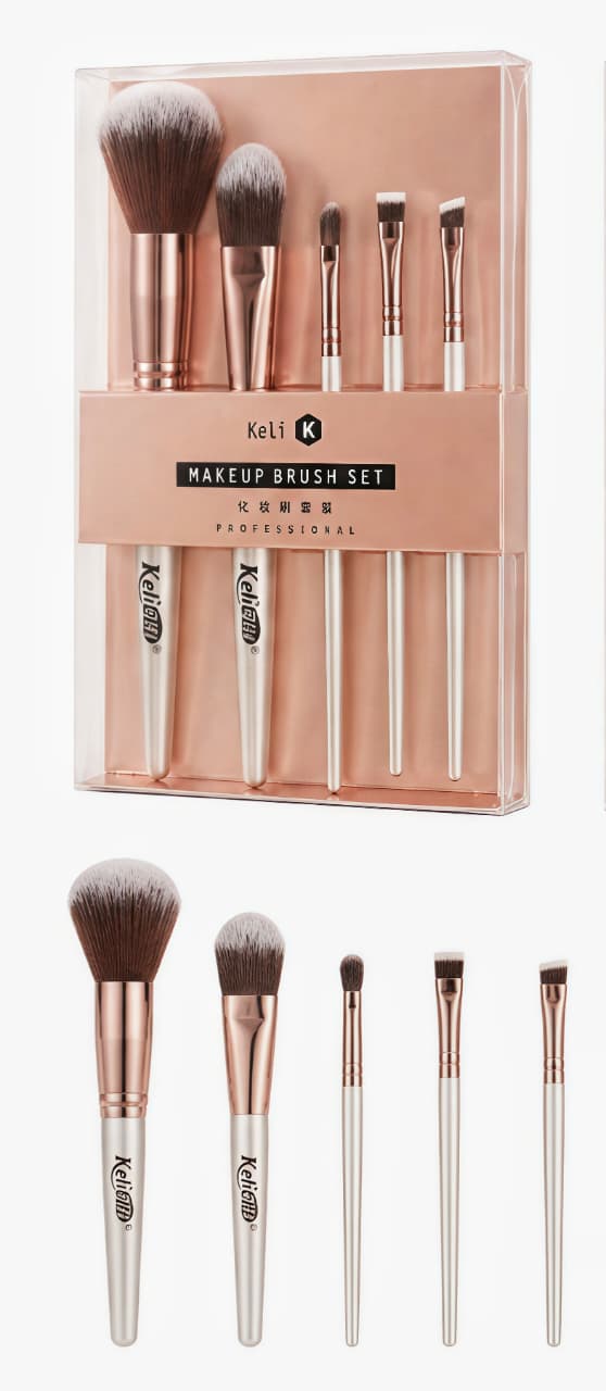 Kaiso Professional 5-Piece Makeup Brush Set (Rose Gold)