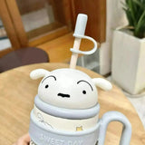 Kaiso Crayon Cartoon Print Insulated Stainless Steel Tumbler with Straw & Handle – 800ml