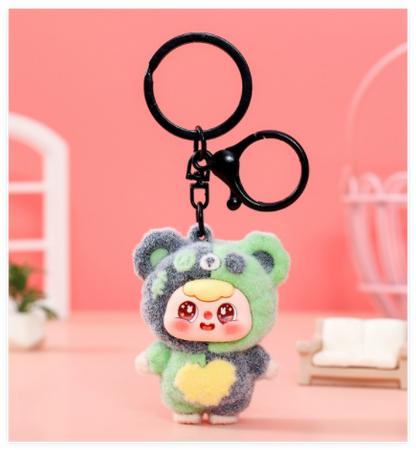 Kaiso Kawaii Metal Keychain, Flocked Bag Charm