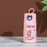 Kaiso Cute Cartoon Printed Glass Water Bottle for Kids, Leak-Proof with Silicone Sleeve, 300ml