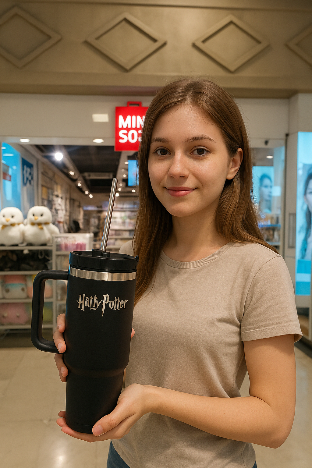 Harry potter tumbler with steel straw 1200 ml (Black)
