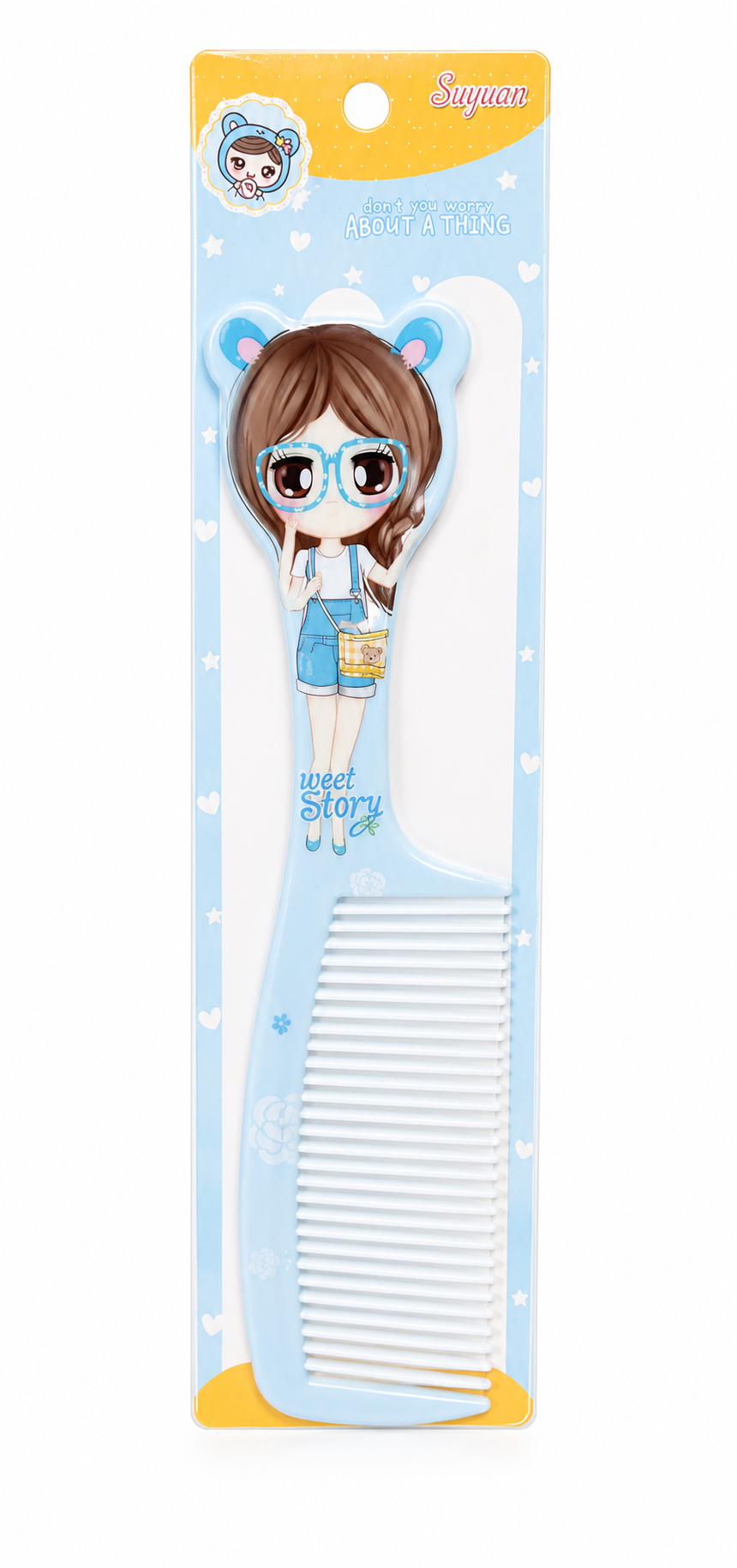 Kaiso Cute Cartoon Printed Hair Comb for Kids & Girls – Wide & Fine Tooth Detangling Comb