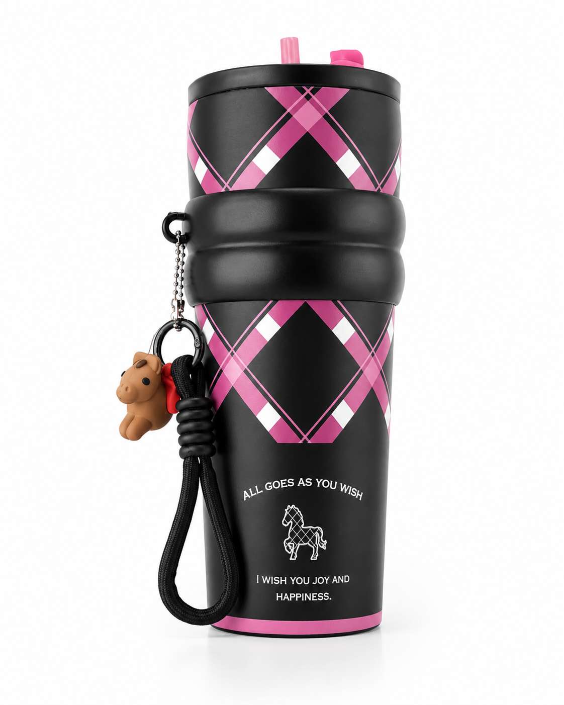 Kaiso Stainless Steel Insulated Tumbler with Straw & Horse Charm – 710ml