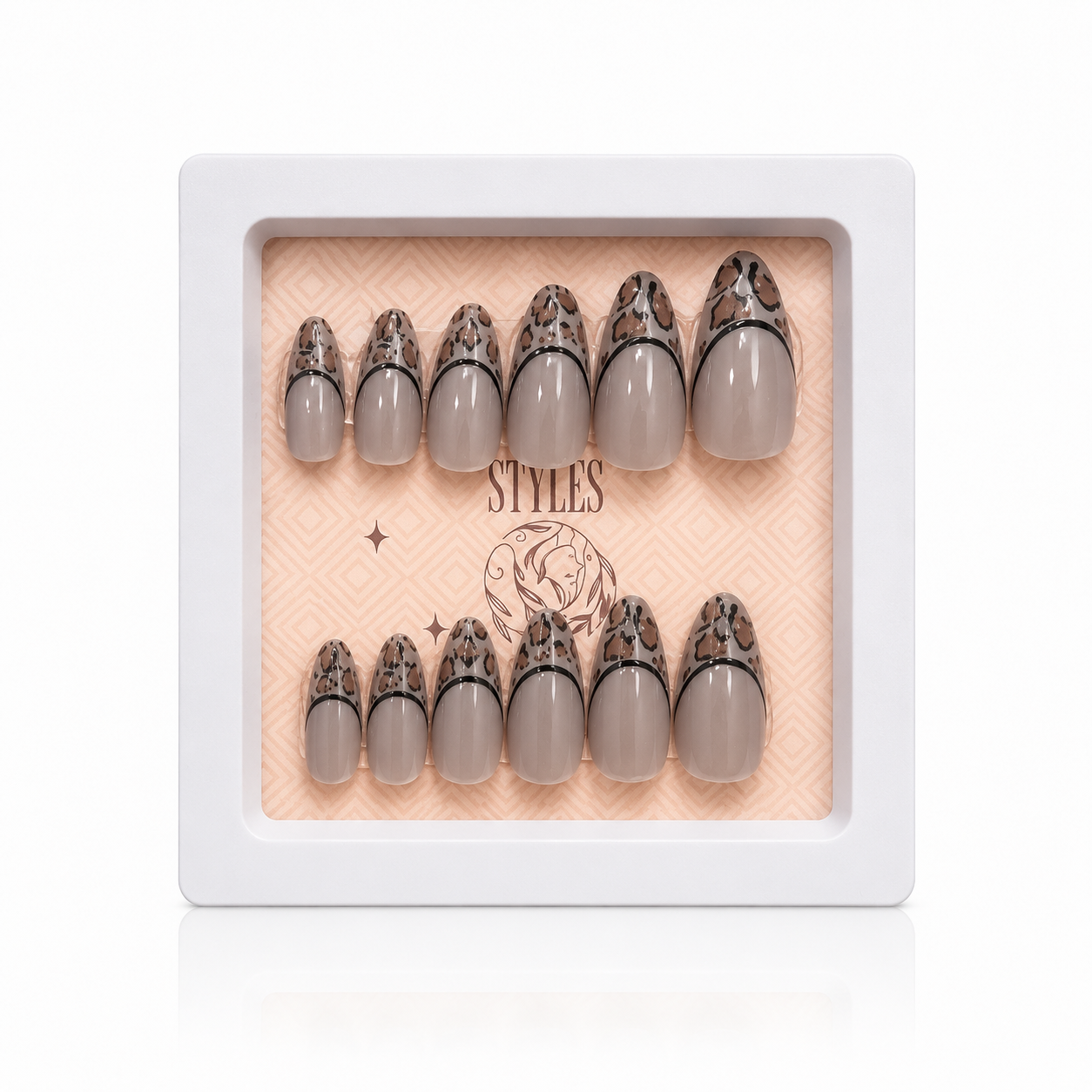 Kaiso Premium Grey Ombre Press-On Nails – 12 Pcs Reusable Artificial Nail Set with Glue Tabs