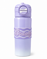 Kaiso Purple Ombre Stainless Steel Water Bottle with Textured Flip-Top Lid and Silicone "Beauty" Band