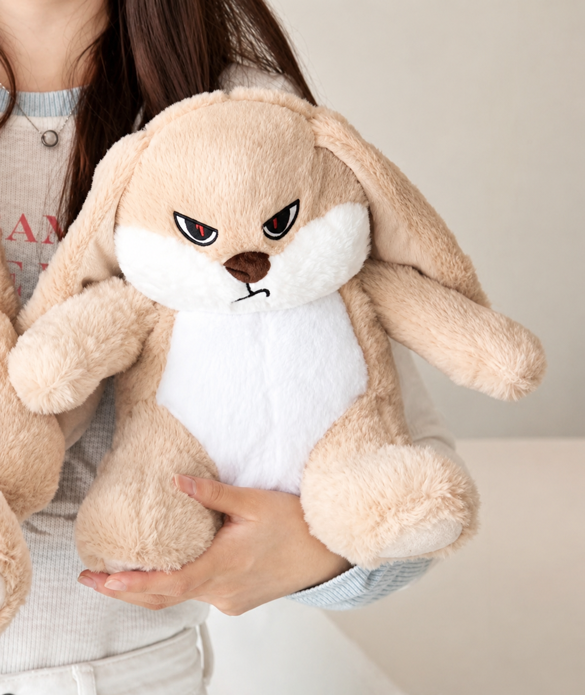 Kaiso Cute Angry Brown Bunny Plushie Soft Toy 40CM