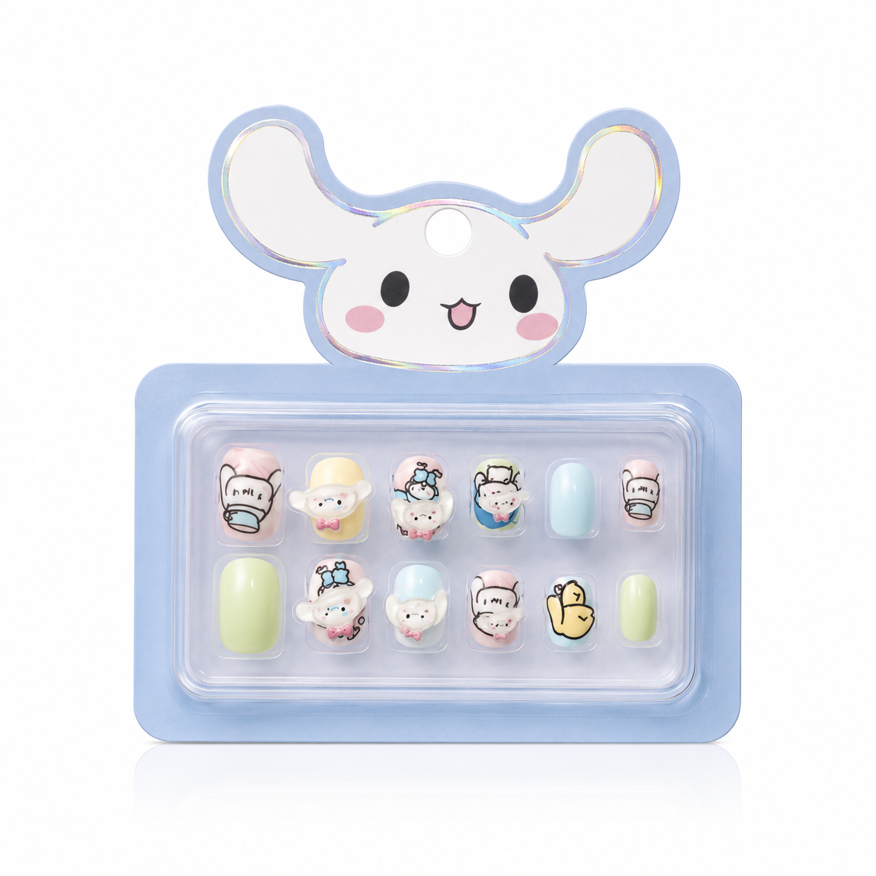 Kaiso Sanrio Cinnamoroll 12-Piece Kids Press-On Nails – Cute Cartoon Artificial Nail Art Kit for Girls