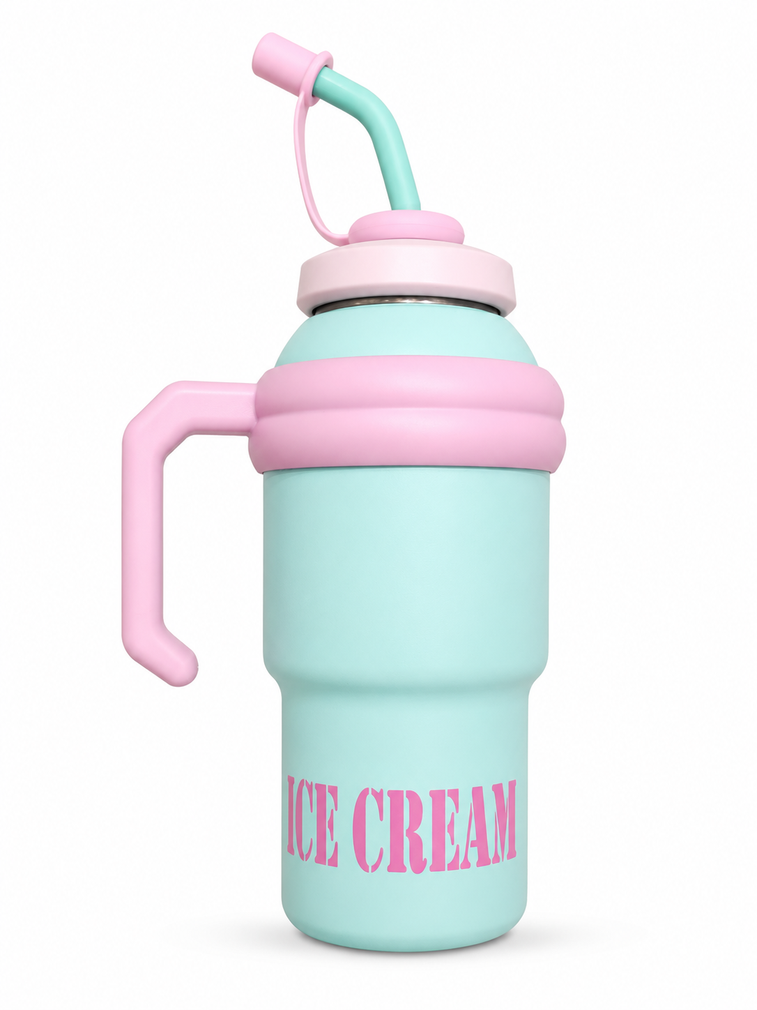 Kaiso Ice Cream Print Stainless Steel Insulated Tumbler with Straw & Handle – 1000ml