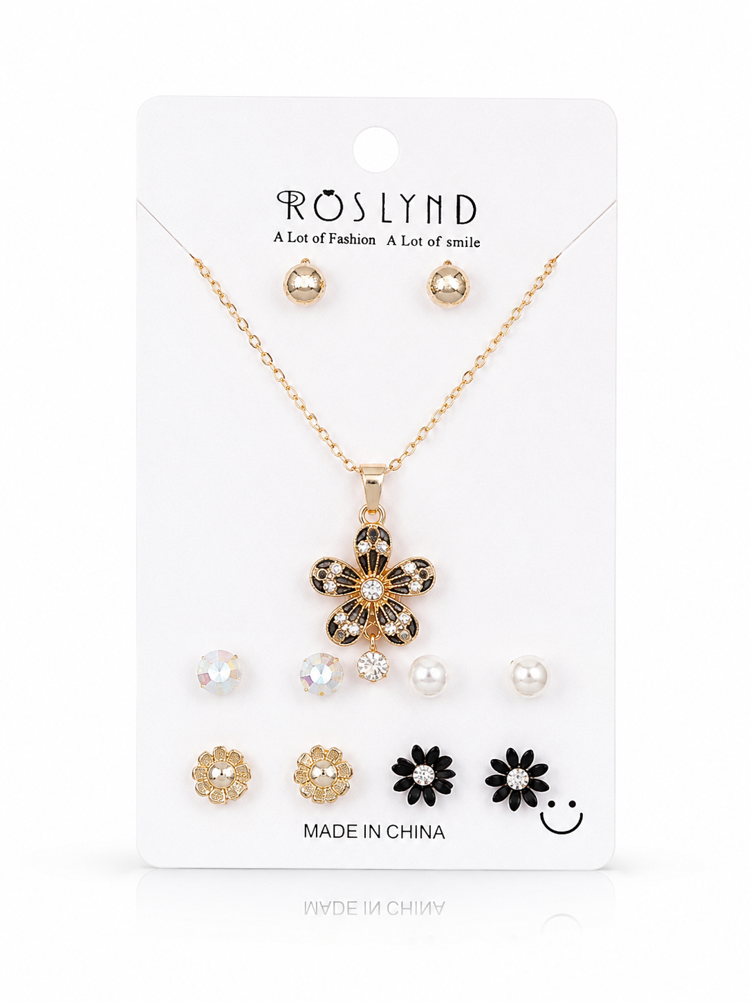 Kaiso Elegant Gold-Tone Flower Design Necklace & Multiple Earring Set for Girls and Women