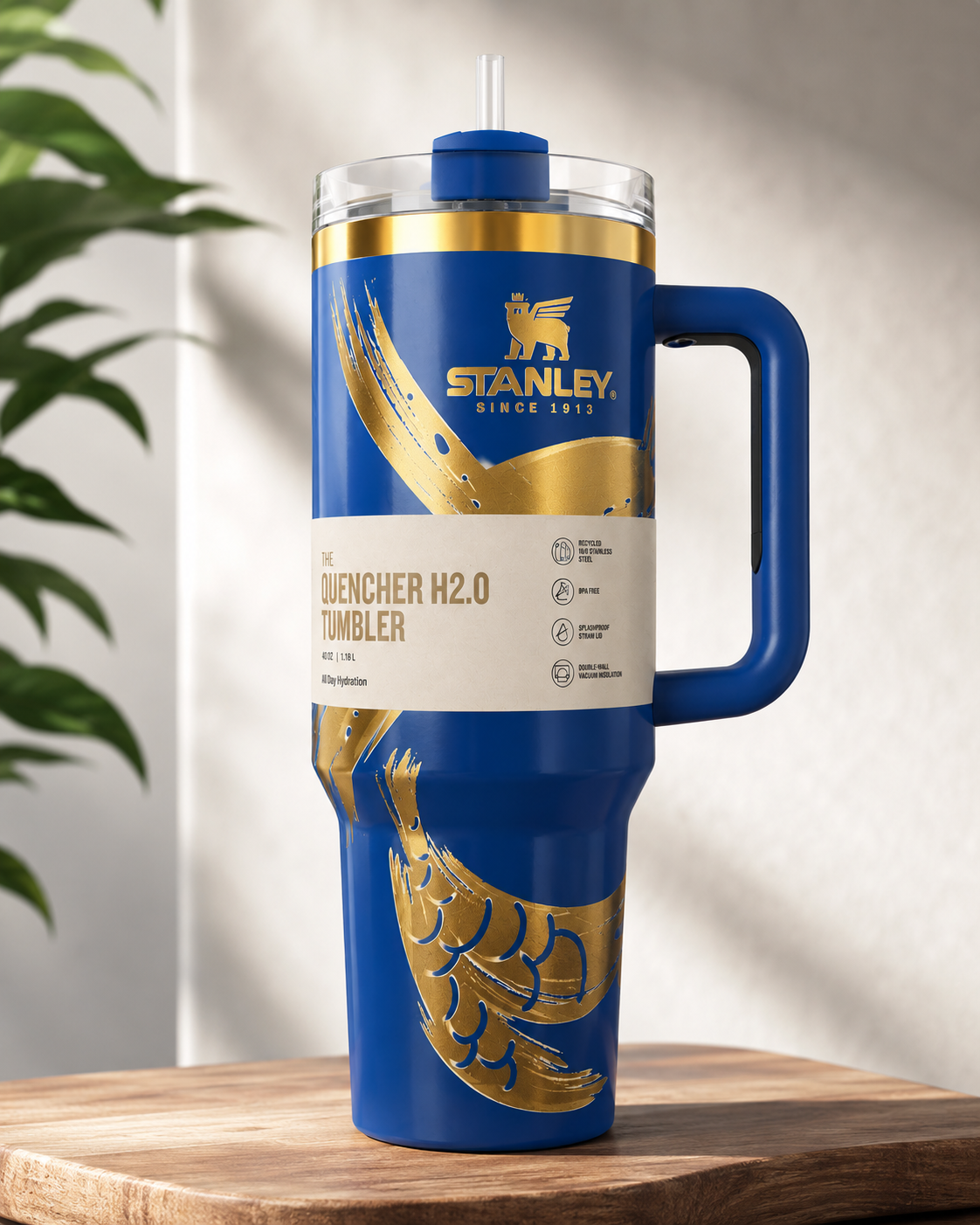 Kaiso Stanley Stainless Steel Insulated Tumbler with Rotating Lid & Handle – 1200ml