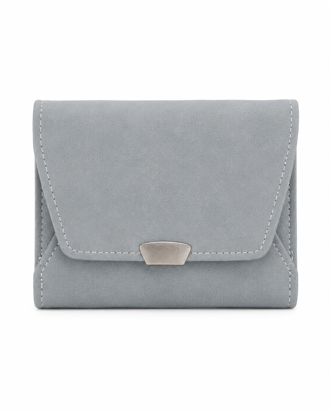 Kaiso Women’s Sleek Grey Compact Bi-Fold Wallet with Secure Metal Hasp