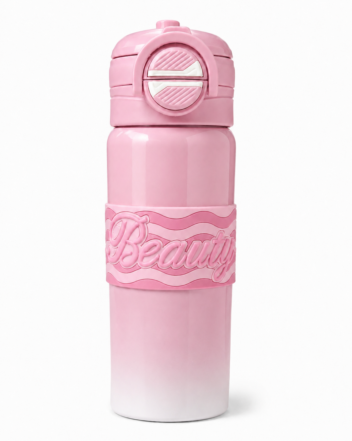 Kaiso Purple Ombre Stainless Steel Water Bottle with Textured Flip-Top Lid 600ml