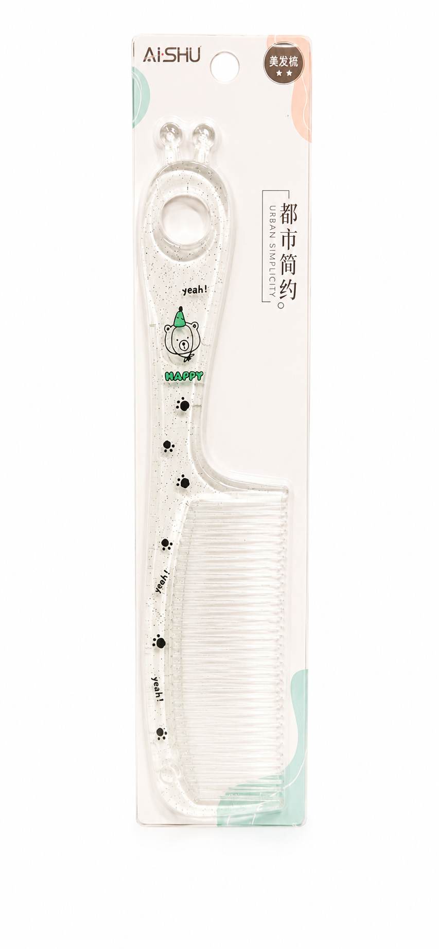 Kaiso Cute Transparent Glitter Hair Comb | Gentle Wide Tooth Detangling Comb for Daily Hair Care