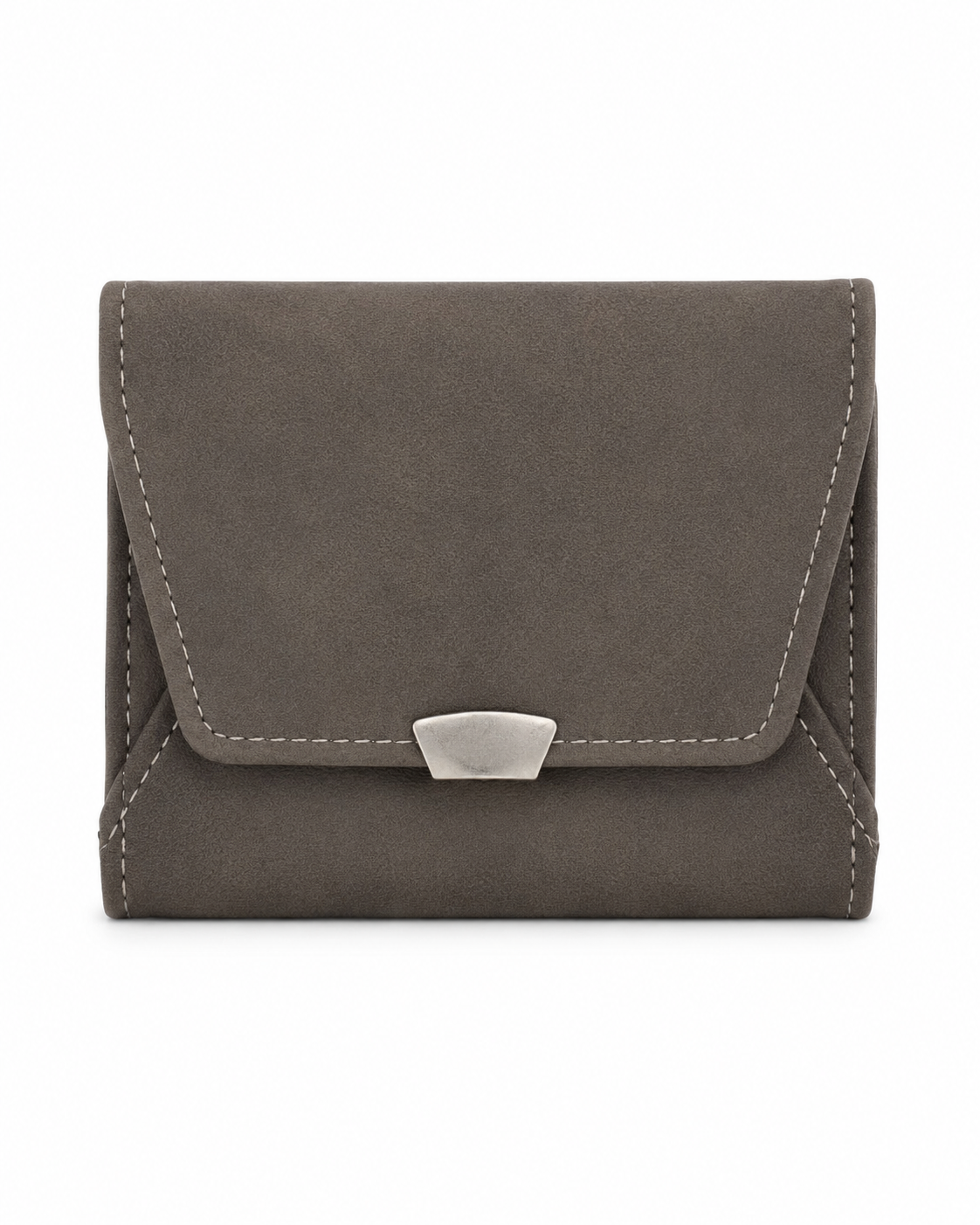 Kaiso Women’s Sleek Grey Compact Bi-Fold Wallet with Secure Metal Hasp