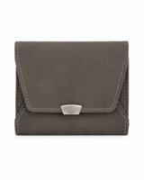 Kaiso Women’s Sleek Grey Compact Bi-Fold Wallet with Secure Metal Hasp