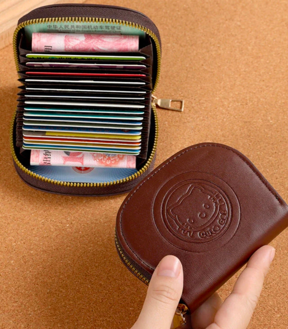 Kaiso Kitty Mini Wallet – Adorable Zipper Card Holder & Compact Accordion Organizer