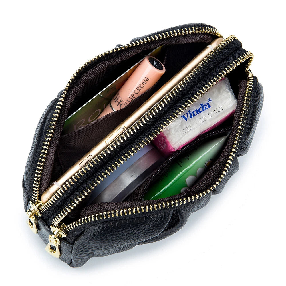 Kaiso Double Zipper Pleated Leather Clutch Bag