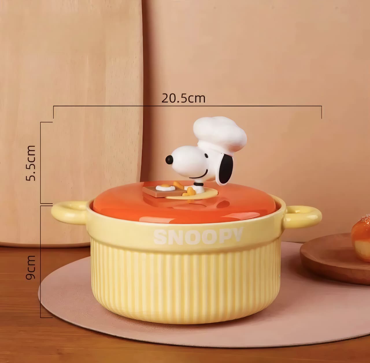 Kaiso Snoopy Chef Ceramic Bowl with Lid and Handles