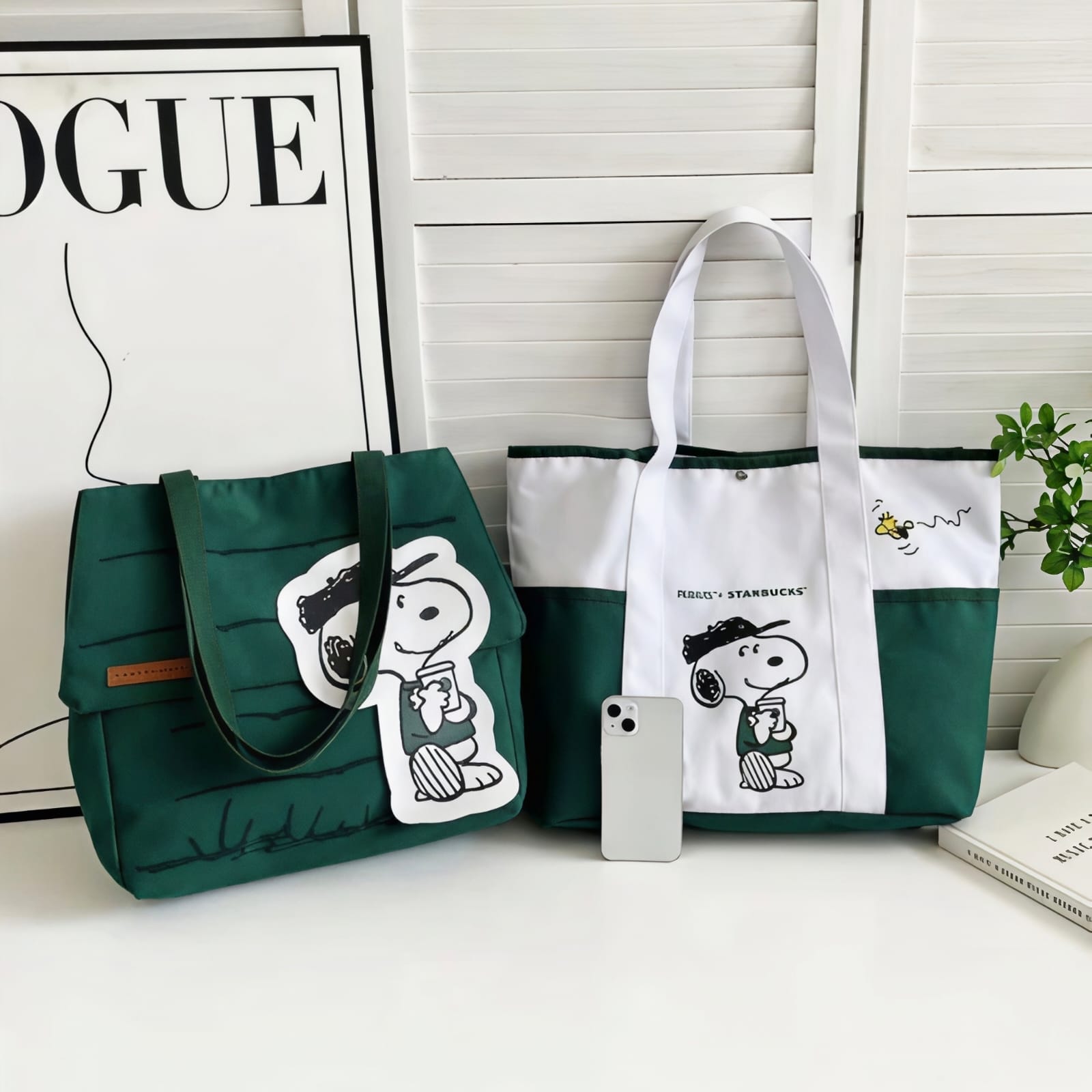 Kaiso Starbucks x Snoopy Large-Capacity Canvas Tote Bag