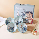 Kaiso Stitch 4-Piece Ceramic Rice and Soup Bowl Gift Set